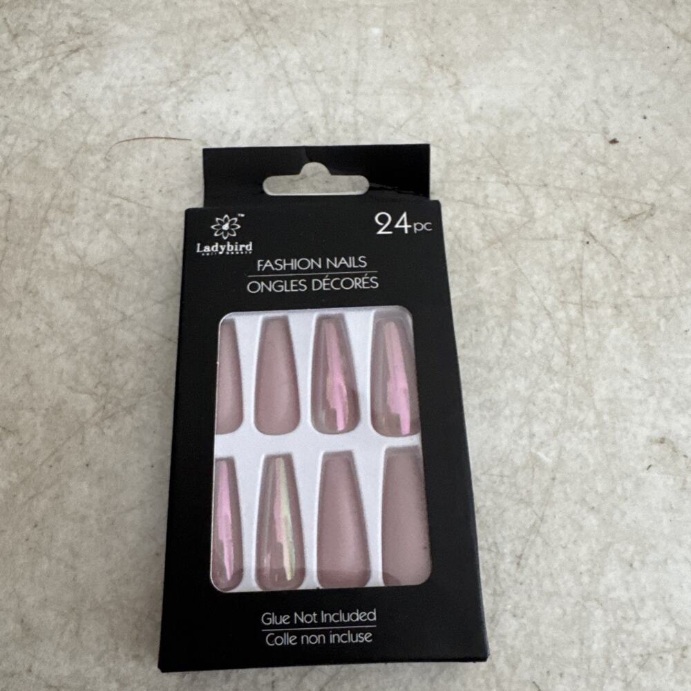 Ladybird Fashion Nails 24 Pieces Long Burgandy Glue on Nail